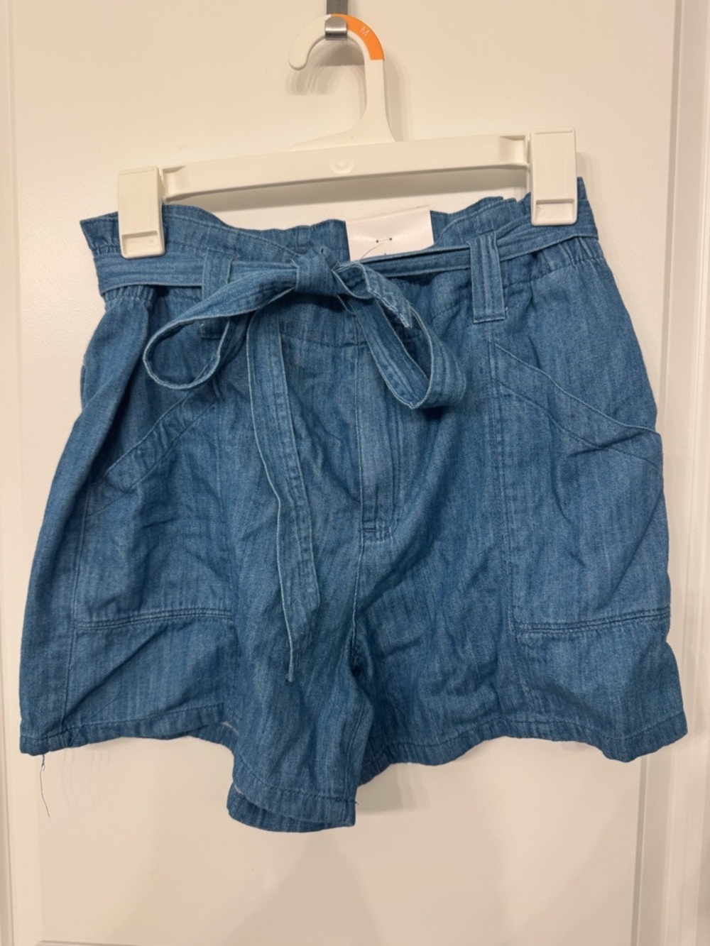 Old Navy Medium Blue Tie-Waist Denim Shorts